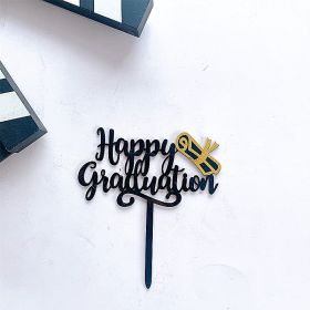 1Pc Graduation Party Decor Cake Toppers Acrylic Letter Hats Cake Flags Congrat Grad for Class Graduate Party Decorations (Option: E)