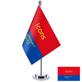Customized Flag Single Pole Table Flag Desktop Y-shaped Crystal Decoration (Option: Silver single pole single side)