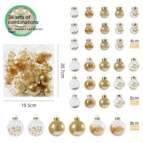 34-tube Christmas Tree Ornaments Large Mouth Ball Transparent Ball (Color: Gold)