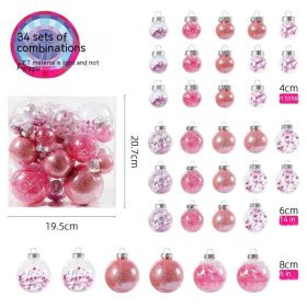 34-tube Christmas Tree Ornaments Large Mouth Ball Transparent Ball (Color: Pink)