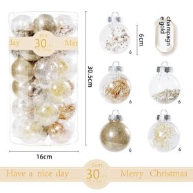 30 Pack Christmas Transparent Plastic Ball Tree Decorations (Option: Champagne Gold)