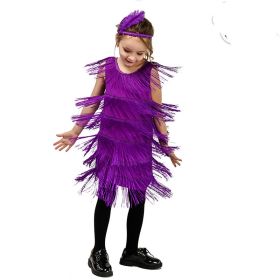 Child Girl Retro Latin Dance Performance Wear Tassel Dress (Option: EE056 P-4to6 Years Old)