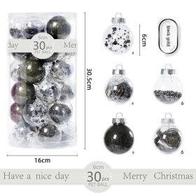 30 Pack Christmas Transparent Plastic Ball Tree Decorations (Option: Black Gold)