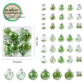 34-tube Christmas Tree Ornaments Large Mouth Ball Transparent Ball (Color: Green)