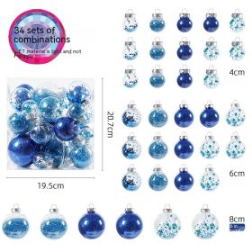 34-tube Christmas Tree Ornaments Large Mouth Ball Transparent Ball (Color: Blue)