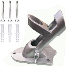 Double Hole Aluminum Alloy Flag Pole Base Adjustable Holder Aluminum Alloy Wire Pole Flag Stand (Color: silver)