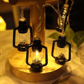 Halloween Retro Kerosene Lamp Style Holiday Room Decorative String Lights (Option: Black-3 M 20 Lamp USB Model)