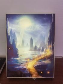 Small Night Lamp Decorative Photo Frame (Option: Full Moon Starry Sky-Rechargeable Dimming)