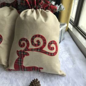 Christmas Gift Old Man Elk Ribbon Drawstring Bag Candy Bag (Option: Elk)