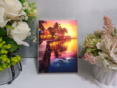 Small Night Lamp Decorative Photo Frame (Option: Seaside Cottage-Rechargeable Dimming)