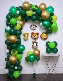 Animal Head Birthday Party Balloon Jungle Set Monstera Theme (Option: Style 1)