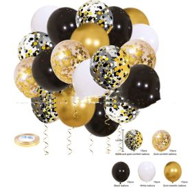 Black Gold Sequined Theme Party Balloon Set (Option: 51Pcs Black Gold Set)