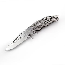 Self-defense Multifunctional Survival Camping Folding Knife (Color: silver)