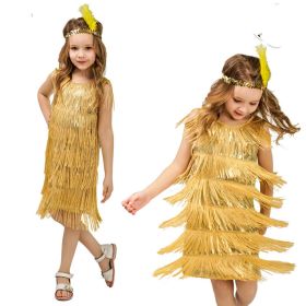 Child Girl Retro Latin Dance Performance Wear Tassel Dress (Option: EE056 G-4to6 Years Old)