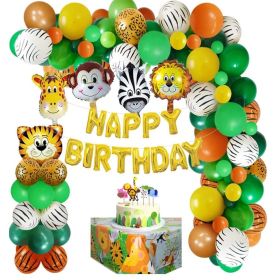 Animal Head Birthday Party Balloon Jungle Set Monstera Theme (Option: Style 20)