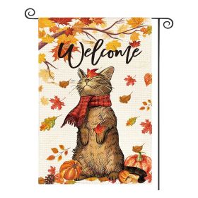 Autumn Thanksgiving Yard Decoration Linen Garden Banner Pumpkin Maple Leaf Pattern Printing Decoration (Option: 30x45cm-No 1)