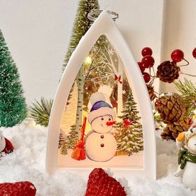 Christmas Decorations Storm Lantern LED Portable Candlestick Storm Light Storm Lantern (Option: White Christmas Snowman-9.5*6.3*15cm)