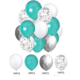 60PCs Latex Sequins Combination Balloon Beam Metal (Option: Silver Blue)