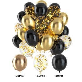 60PCs Latex Sequins Combination Balloon Beam Metal (Option: Black Gold)