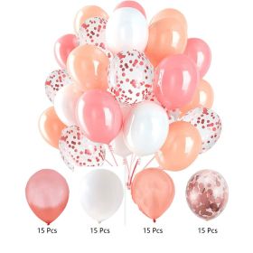 60PCs Latex Sequins Combination Balloon Beam Metal (Option: Rose Gold Champagne)