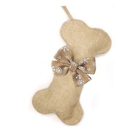 Christmas Stockings Jute Dog Bone Fish Shape Christmas Decoration (Option: G01)