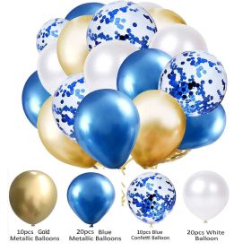 60PCs Latex Sequins Combination Balloon Beam Metal (Option: Metal Gold Blue)