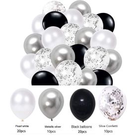 60PCs Latex Sequins Combination Balloon Beam Metal (Option: Silver Black)