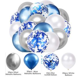 60PCs Latex Sequins Combination Balloon Beam Metal (Option: Silver Blue White)