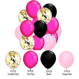 60PCs Latex Sequins Combination Balloon Beam Metal (Option: Rose Red & Black)