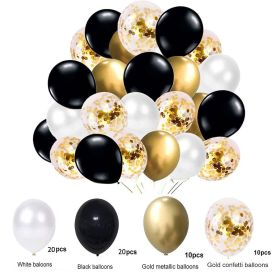 60PCs Latex Sequins Combination Balloon Beam Metal (Option: Black Gold White)