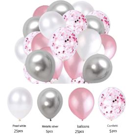 60PCs Latex Sequins Combination Balloon Beam Metal (Option: Pink Silver)
