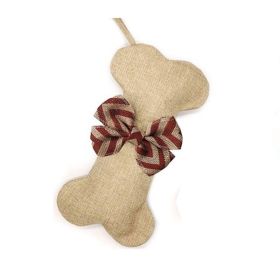 Christmas Stockings Jute Dog Bone Fish Shape Christmas Decoration (Option: G02)