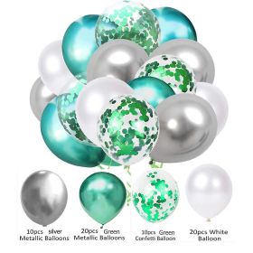 60PCs Latex Sequins Combination Balloon Beam Metal (Option: Green Silver)