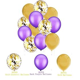 60PCs Latex Sequins Combination Balloon Beam Metal (Option: Purple Gold)