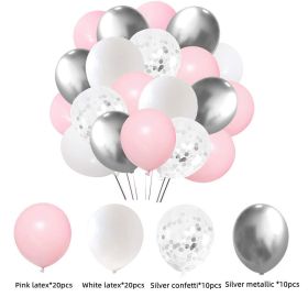 60PCs Latex Sequins Combination Balloon Beam Metal (Option: Pink Silver White)