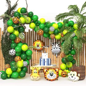 Animal Head Birthday Party Balloon Jungle Set Monstera Theme (Option: Style 3)