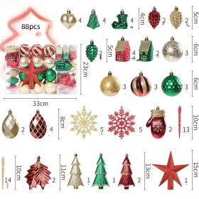 88 Christmas Decoration Props (Option: Red Green Gold)