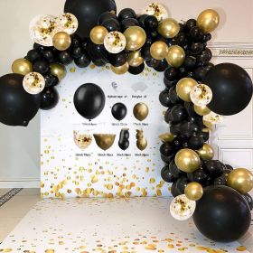 Black Gold Sequined Theme Party Balloon Set (Option: 130Pcs Black Gold Set)