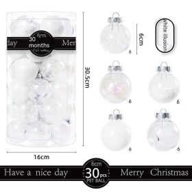 30 Pack Christmas Transparent Plastic Ball Tree Decorations (Option: White Magic Color)