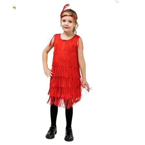 Child Girl Retro Latin Dance Performance Wear Tassel Dress