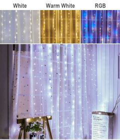Usb Household Curtain Lamp 8 Function Remote Control (Option: Warm White-USB Remote Control 3x3 M)