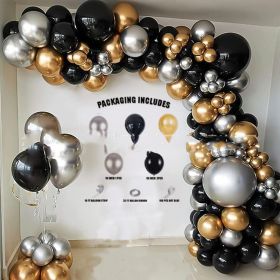 Black Gold Sequined Theme Party Balloon Set (Option: 111Pcs Black Gold Set)