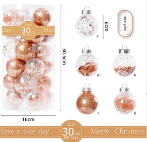30 Pack Christmas Transparent Plastic Ball Tree Decorations (Option: Rose Gold)