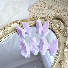 Butterfly Birthday Cake Plug-in Beautiful Mother's Day Cake Decoration Plug-in (Color: Purple)