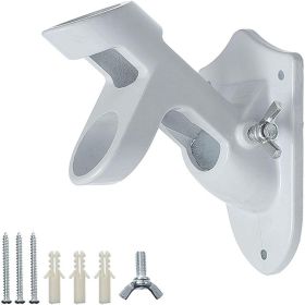 Double Hole Aluminum Alloy Flag Pole Base Adjustable Holder Aluminum Alloy Wire Pole Flag Stand (Color: White)