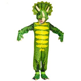 Children Dinosaur Performance Props Costume Halloween Masquerade Cos Dinosaur Cosplay Stage Party Clothes (Option: Green Dragon Full Set-4to6Y)