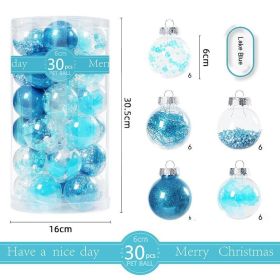 30 Pack Christmas Transparent Plastic Ball Tree Decorations (Option: Lake Blue)