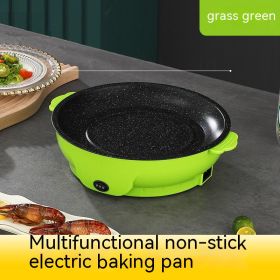 Takeaway Electric Baking Pan Mini Electric Griddle Household Non-stick Barbecue Oven Ingredients Supermarket Plate (Option: Grass Green-22cm-EU)