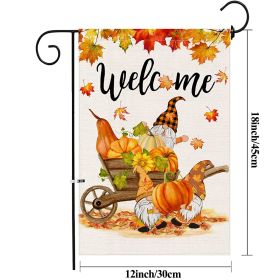 Autumn Thanksgiving Yard Decoration Linen Garden Banner Pumpkin Maple Leaf Pattern Printing Decoration (Option: 30x45cm-No 2)