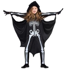Halloween Children's Clothing Cape Cloak Women (Option: Black Skull-140)